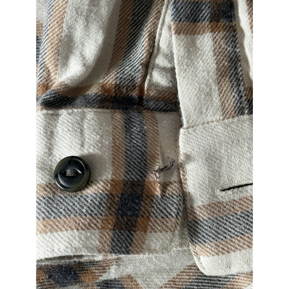 Men's Patagonia Organic Cotton Flannel Beige Gray Plaid Sz XL‎ READ - Picture 10 of 12